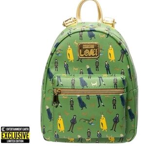 NWT Loungefly Marvel Loki Green Mini Backpack